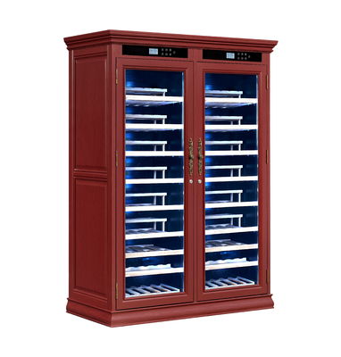 Luxury Solid Wood Wine Cooler Cabinet with 5~22℃ Temperature Control 3-Year Warranty and Dual Glass Door
