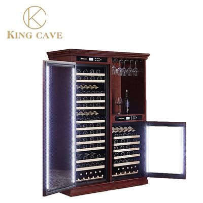 International Standard Wood Dual Zone Wine Cooler Cabinet Electric