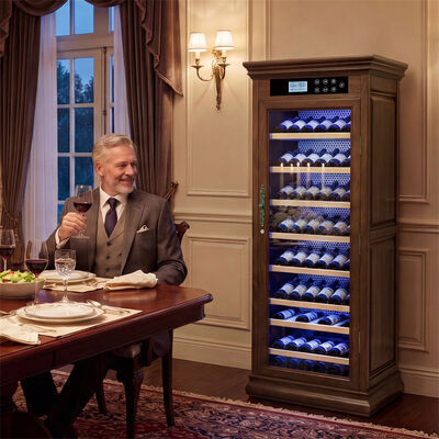 Good price Wooden Frame Kitchen Wine Cooler Cabinet With UV-Protective Glass Door online