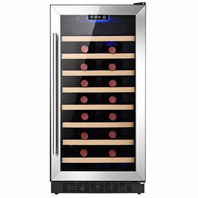 Metal Shelving Wine Cooler Cabinet with Locking Door and Touch Control