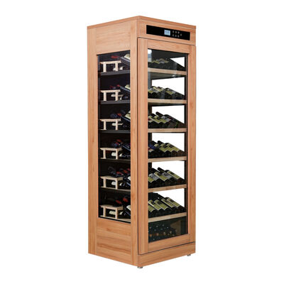 Good price Premium Oak Finish Wood Wine Cooler with 60 Bottle Capacity and Adjustable Wooden Shelves online