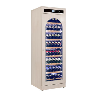 Good price Modern Light Beige Solid Wood Kitchen Wine Cooler with Digital Control Panel and Arched Glass Door online