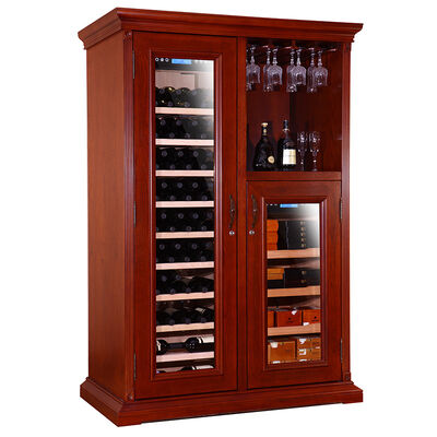Good price Luxury Solid Wood Kitchen Wine Cooler with Tempered Glass Door and Adjustable Wooden Shelves online
