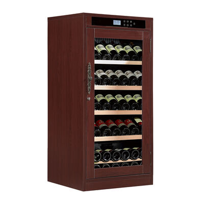 Good price Burgundy Wood Finish Wine Cooler Cabinet with Lockable Glass Door and Thermoelectric Cooling online
