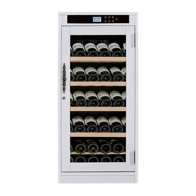 Good price Elegant White Wood Wine Cabinet with Digital Touch Panel Adjustable Shelves and LED Interior Light online