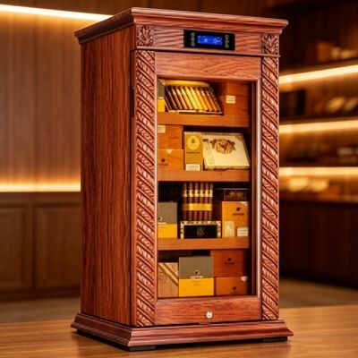 Good price Exquisite Vintage Solid Wood Cigar Cooler Cooler Humidor Cabinet online