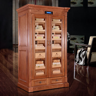 Good price Solid Wood Dual-Door Cigar Cooler Humidifier Cabinet With Secure Locking online