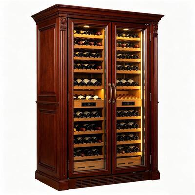 Good price Dual-Zone Solid Wood Wine Cooler Cabinet With Digital Control Glass Doors online