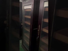 Freestanding Cigar Cooler Humidor LED Lighting Wooden Frame Glass Door Modern Cigar Cabinet